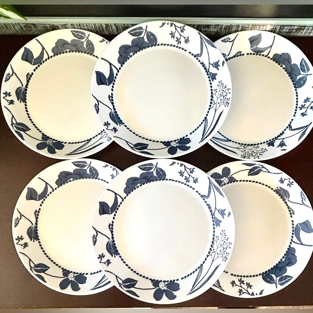 CORELLE EVERYDAY ‘Rutherford’ Salad Plates Tempered Glass SET OF 6